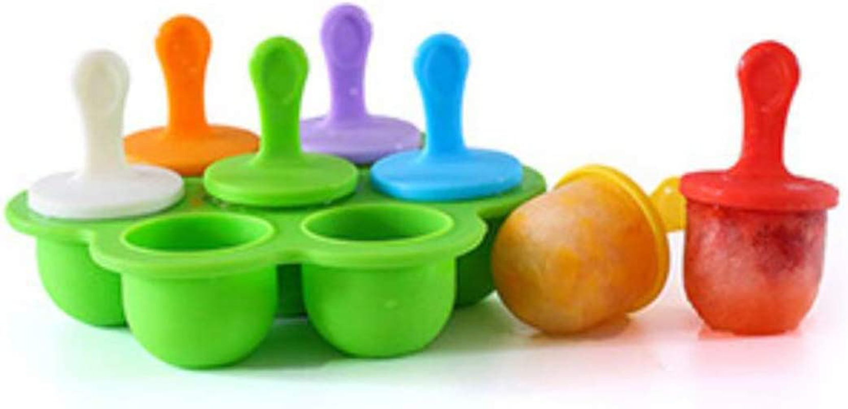 Blue Silicone Popsicle Molds Mini 7-Cavity Ice Pop Molds Food Grade Non-Stick Popsicle Molds