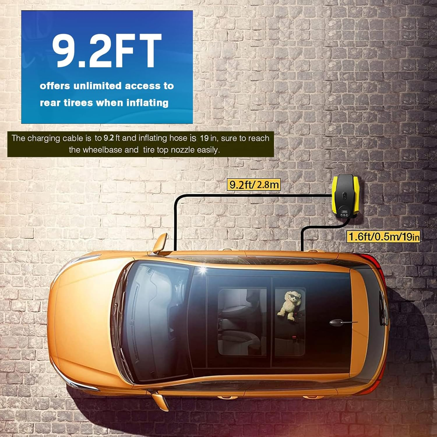 Tyre Inflator Portable Air Compressor，Car Tyre Pump，12V DC Compact Air Pump for Car Tyres， Auto Shut-Off Autopump, Digital Electric Tire Pump with LED Light Multipurpose Car Accessory image number 6