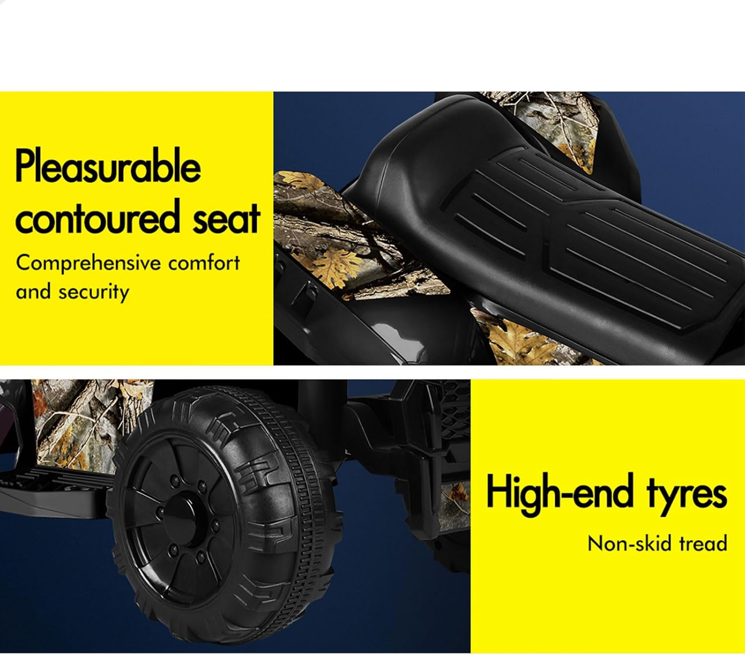 ALFORDSON Kids Ride on Car ATV 6V Motor, Quad Bike Car Eletric with Music Player, LED Lights, Ride-On Car Design All Terrain Vehicle SUV Toy, Black - Green image number 5