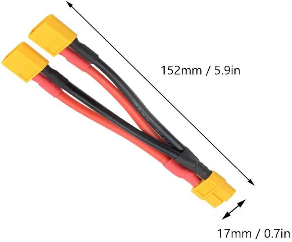 FLY RC 2Pcs XT60 Parallel Battery Connector Cable Extension Y Splitter for DJI Phantom RC Mode Helicopter Quadcopter image number 1