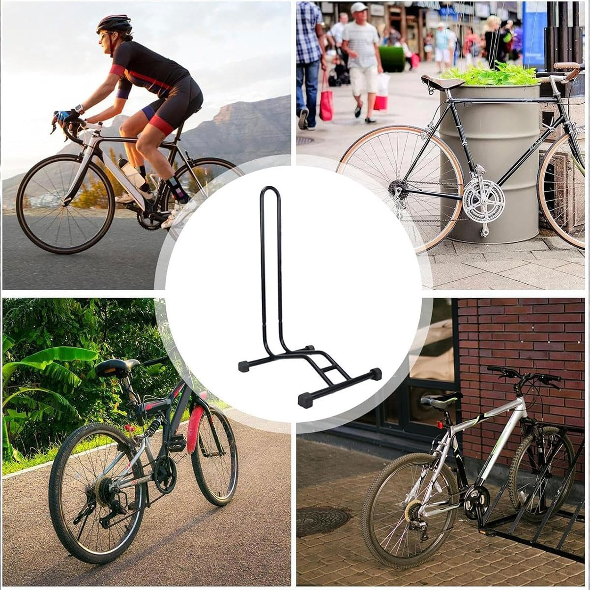 AIMALL Mountain Bike Stand L-Shaped Frame, Road Bicycle Parking Rack, Plug-In Maintenance Display, Easy Setup, Sturdy Metal Construction, No Tools Required image number 3