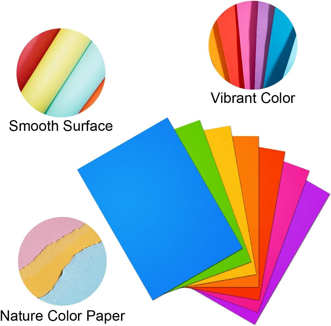 Cororio A4 230Gsm Premium Coloured Paper Cadrdstock - 50 Sheets, 10 Vibrant Colors - Heavyweight Cardstock with Vivid Colors - Crafts, School Projects, Invitations, DIY Art, Professional Printing​ image number 2