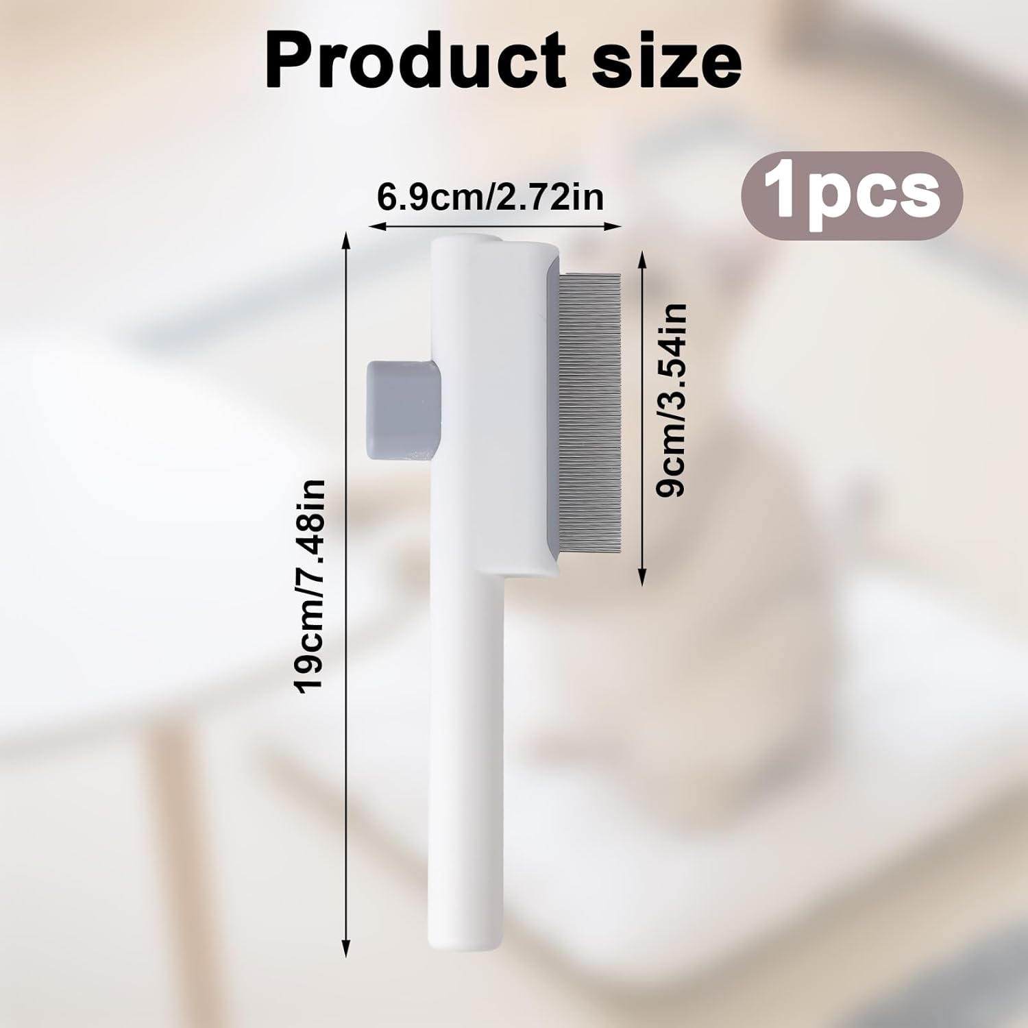 Pet Hair Remover Comb, Cat Brush with Release Button Self-Cleaning Pet Grooming Brush for Shedding Tangles & Removal Loose Hair for Dogs Cats (Side by Side Tooth) image number 1