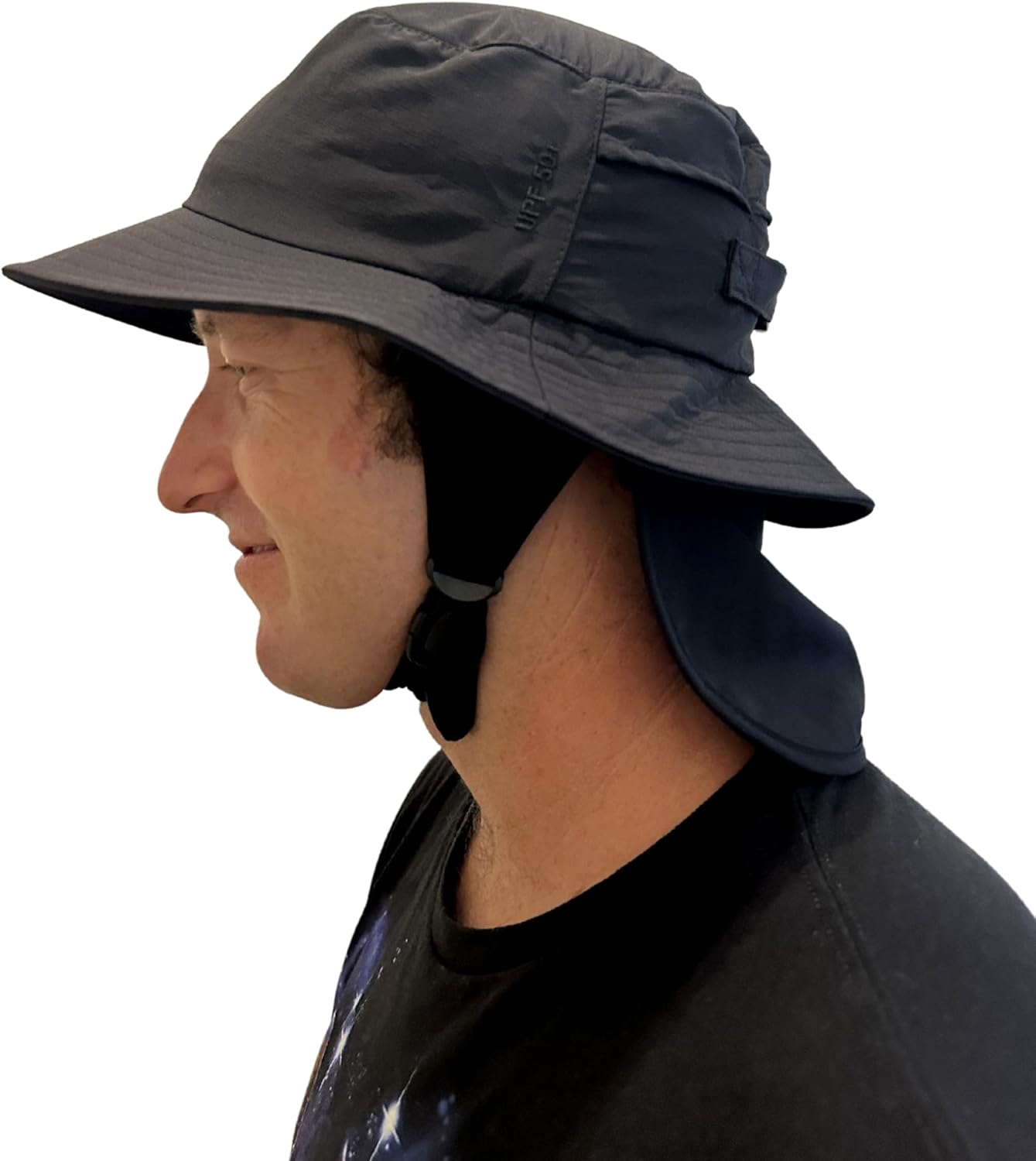 Beach Gypsy'S Surf Hat with Chin Straps and Hard Brim for Surfing, SUP, Finshing and Watersports Black image number 1
