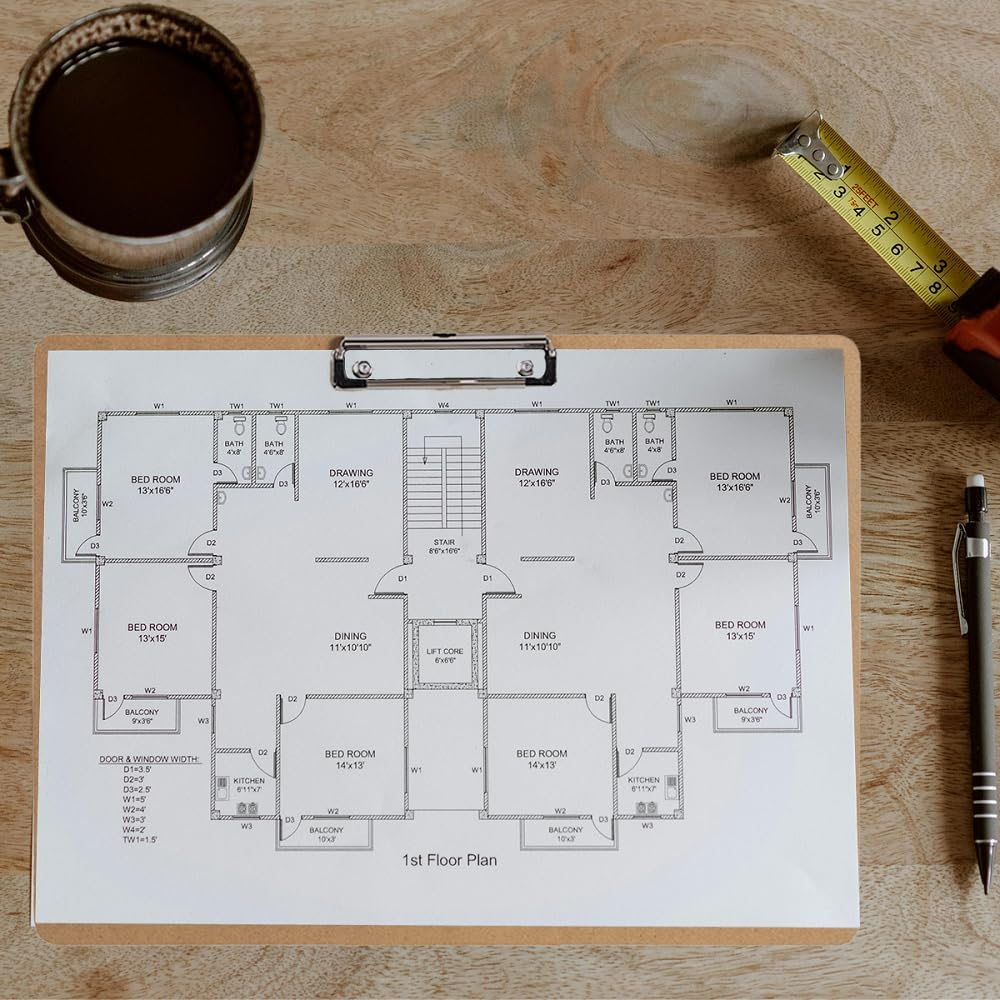 A3(17.5 X 11.5 In, 4 Pack) Basics Hardboard Horizontal Clipboard for Classroom and Office Drawing, Sketching, Drafting, Office for Classroom Studio or Field Environmental Grade Engineering Drawings image number 4