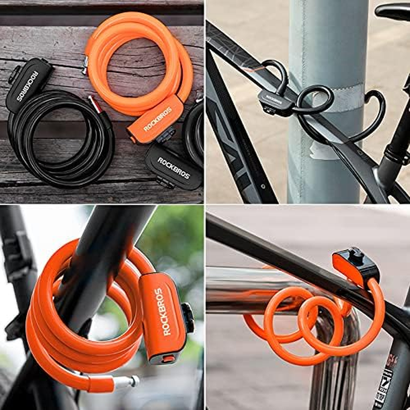 ROCKBROS Bike Lock Cable 4 Feet Bicycle Cable Lock with Mounting Bracket 2 Secure Keys 1/2 Inch Diameter image number 5