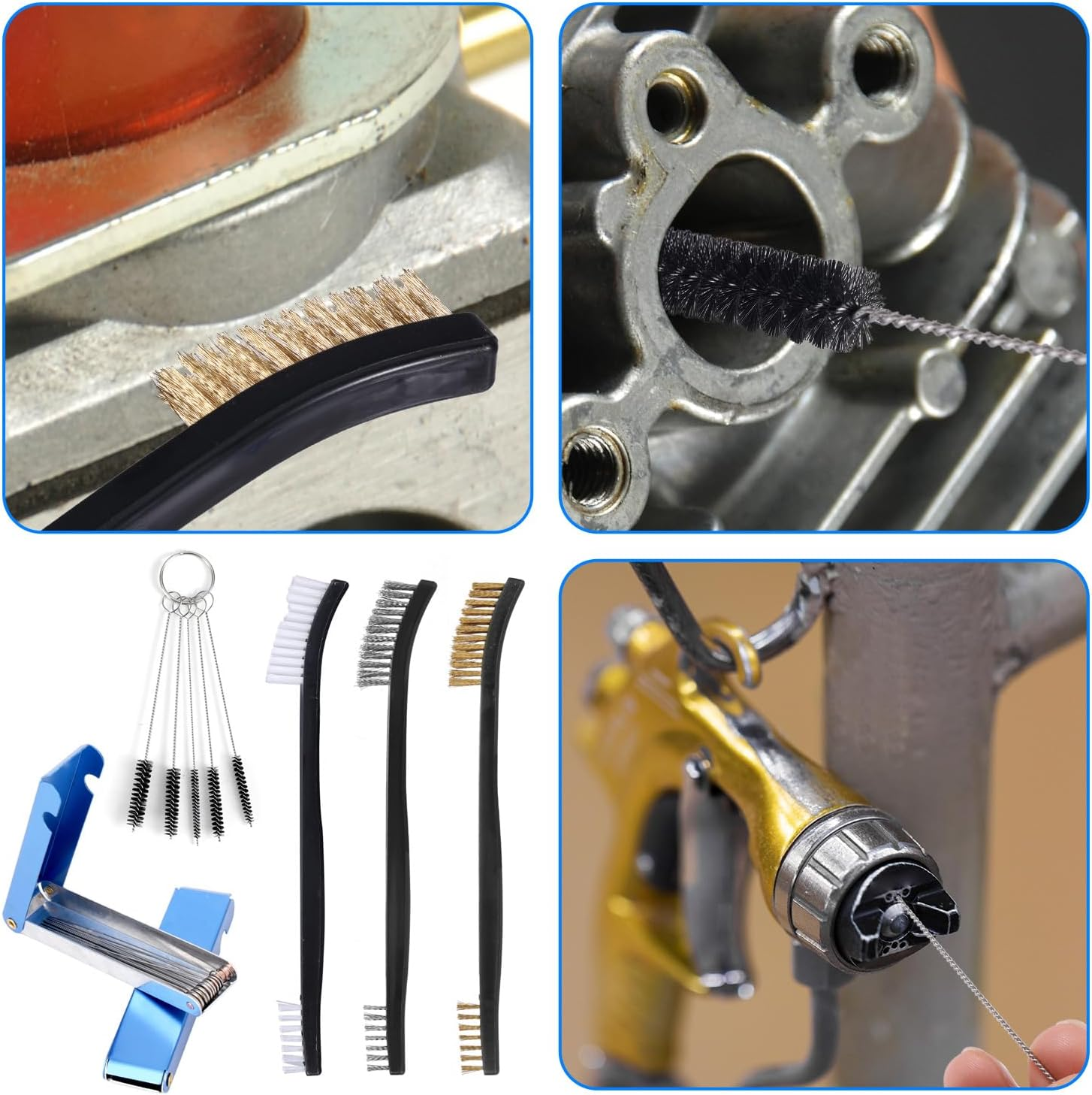 BOXOB Carburetor Cleaning Kit, Stainless Steel Torch Tip Cleaner 26 Aluminum Needles 5 Nylon Brushes 3 Double-Ended Polishing Brushes for Motorcycle ATV Welder image number 3