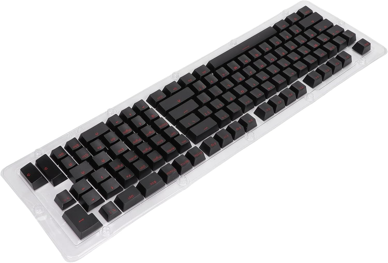 117 Keys Keycaps,Oem Height OPQ Opaque Keycaps, for 61/64/68/71/78/82/84/87 Keys Mechanical Keyboard (Black Red Letters)