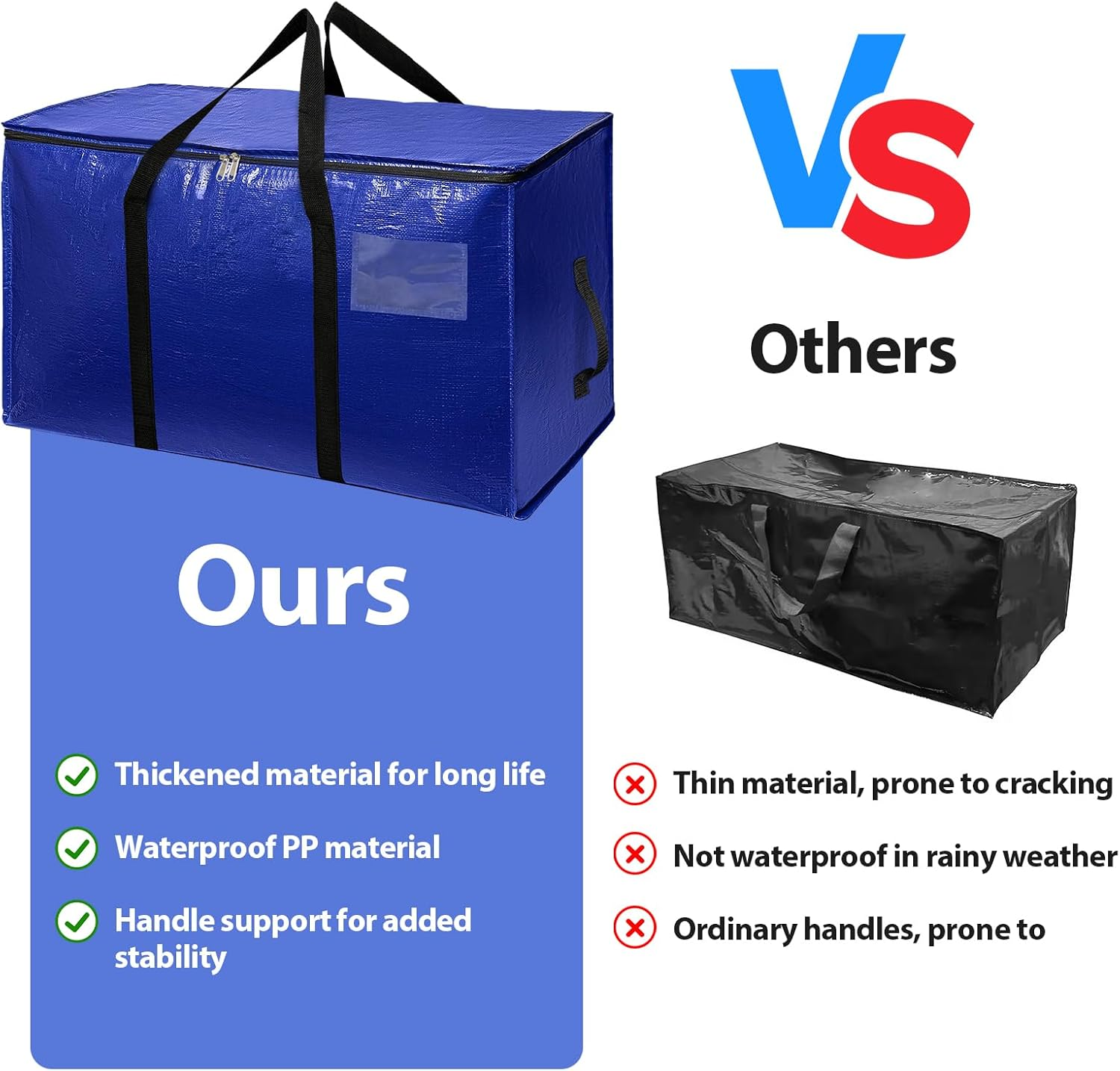 Romon Storage Bag Set of 4 Woven Storage Bags 72L Waterproof Foldable Reusable for Moving Travel for Clothes Bedding Storage image number 1