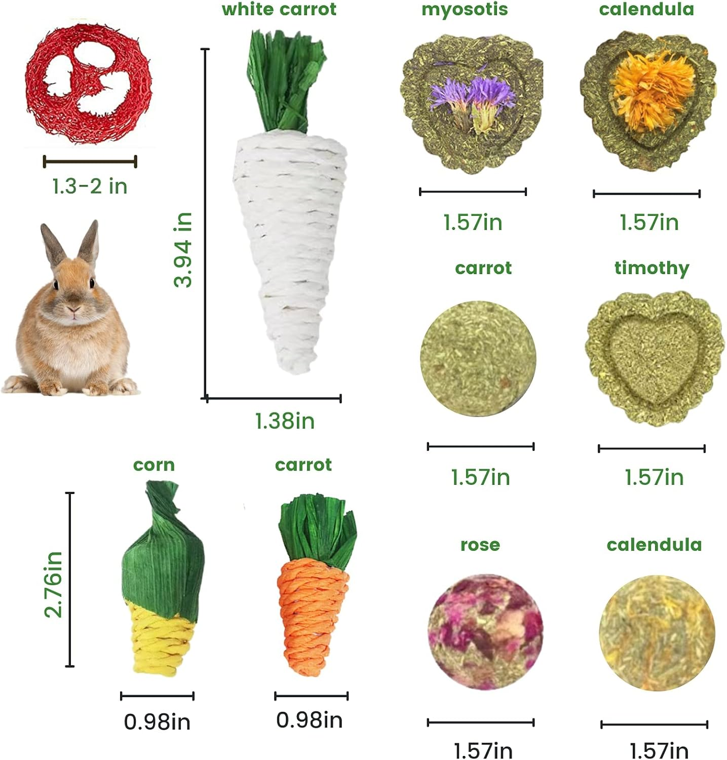 12 PCS Rabbit Toys, Bunny Toys for Rabbits, Guinea Pig Chinchilla Hamster Bunny Rabbit Chew Toys, Small Animal Teeth Care, Chinchilla Hamster Guinea Pig Rabbit Treats