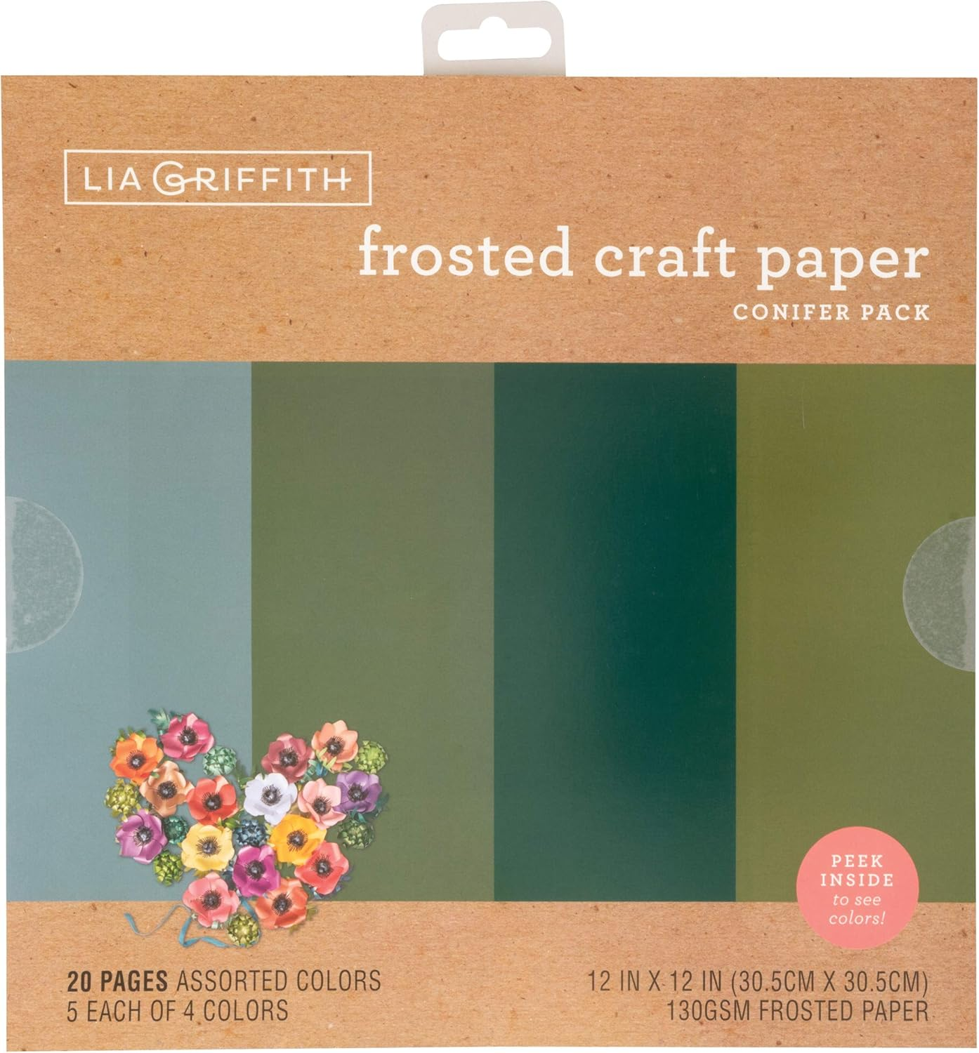 Lia Griffith Frosted Craft Paper, 12" X 12", Melon Pack 20 Sheets