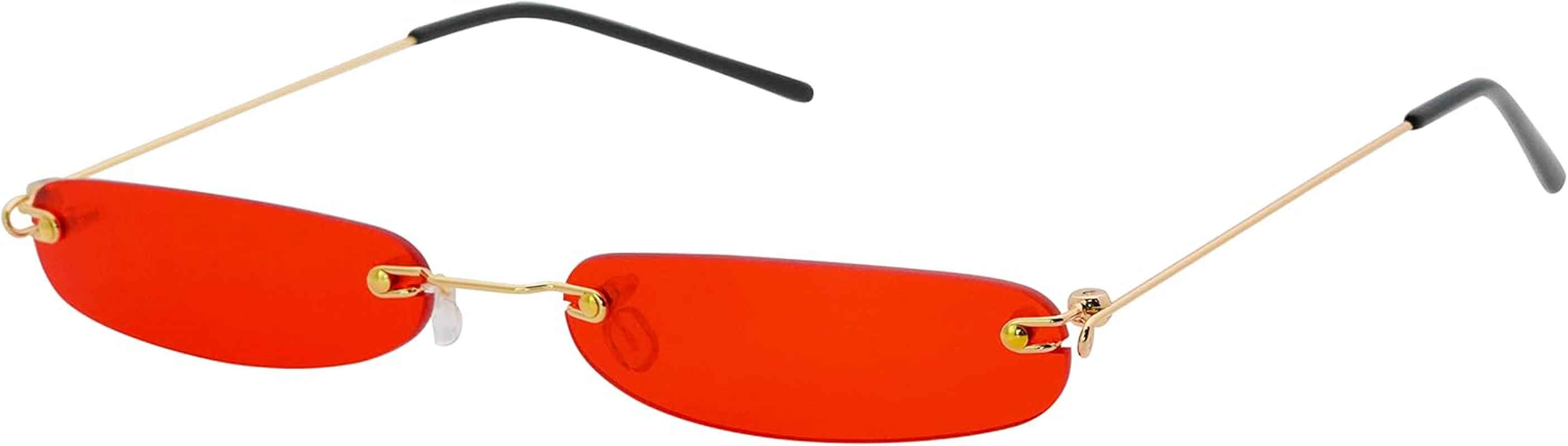 Retro Narrow Small Sunglasses Clear Colored Lens Fashion Rimless Rectangle Sunglasses