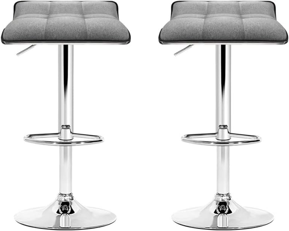 Artiss Bar Stools Stool Set of 2 Adjustable Kitchen Swivel Counter Barstools Dining Chair Chairs Gas Lift Fabric Grey in 68-81Cm Seat Height Floor for Home Bar Dining Room Cafe Outdoor Indoor image number 4