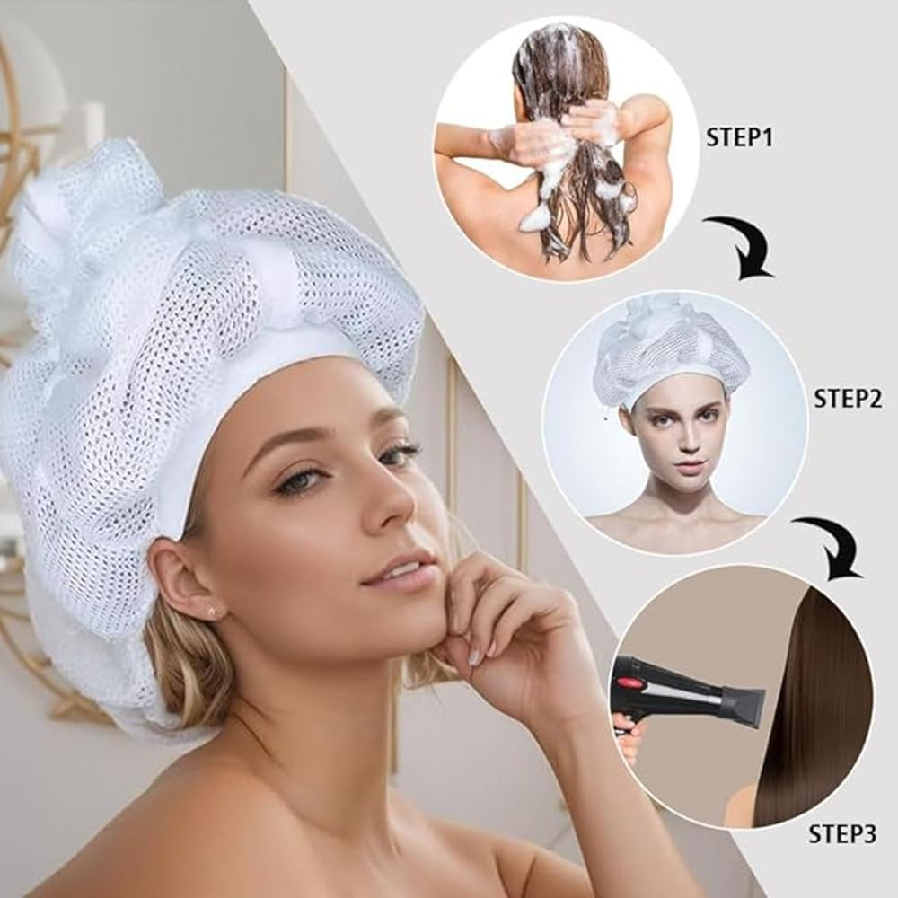 Net Plopping for Curly Hair,Upgraded Net Plopping for Curly Hair Drying, Net Plopping Bonnet with Drawstring, Adjustable Net Plopping Cap (White) image number 6