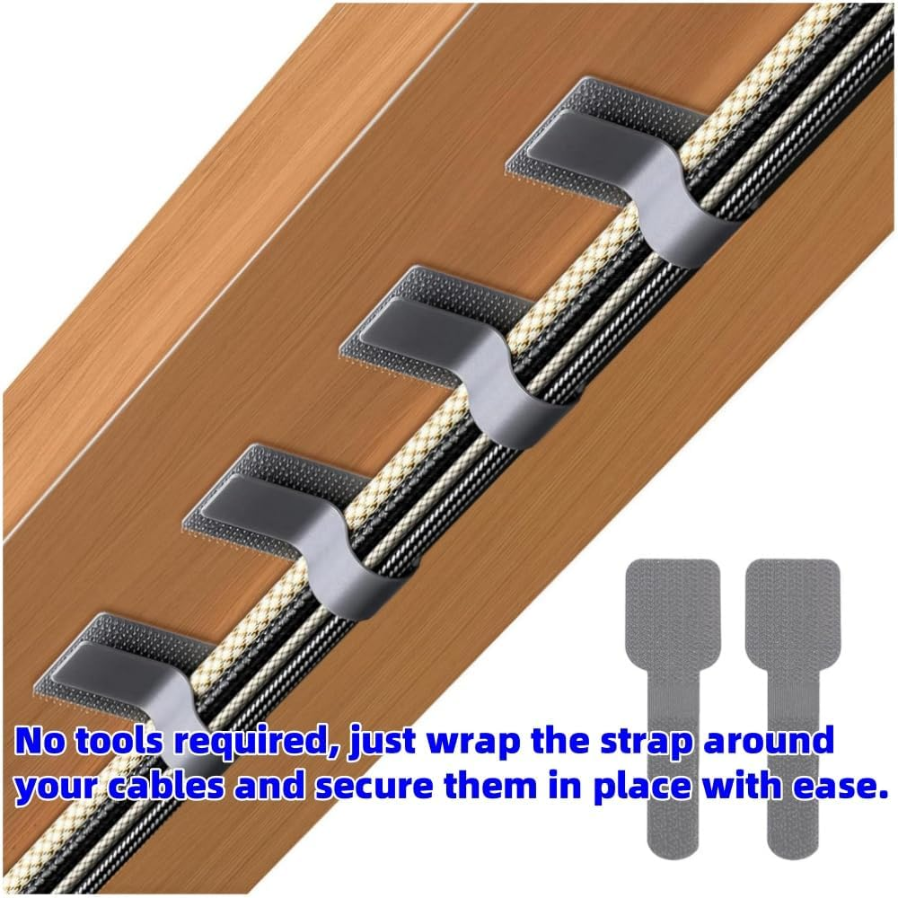Leitunggupgraded Reusable Cable Ties, 40Pcs Self Adhesive Hook Loop Tape Heavy Duty, Multi-Purpose Sticky-Back Cord Organizer, Cable Management for Organizing Home,Office Essentials. image number 4