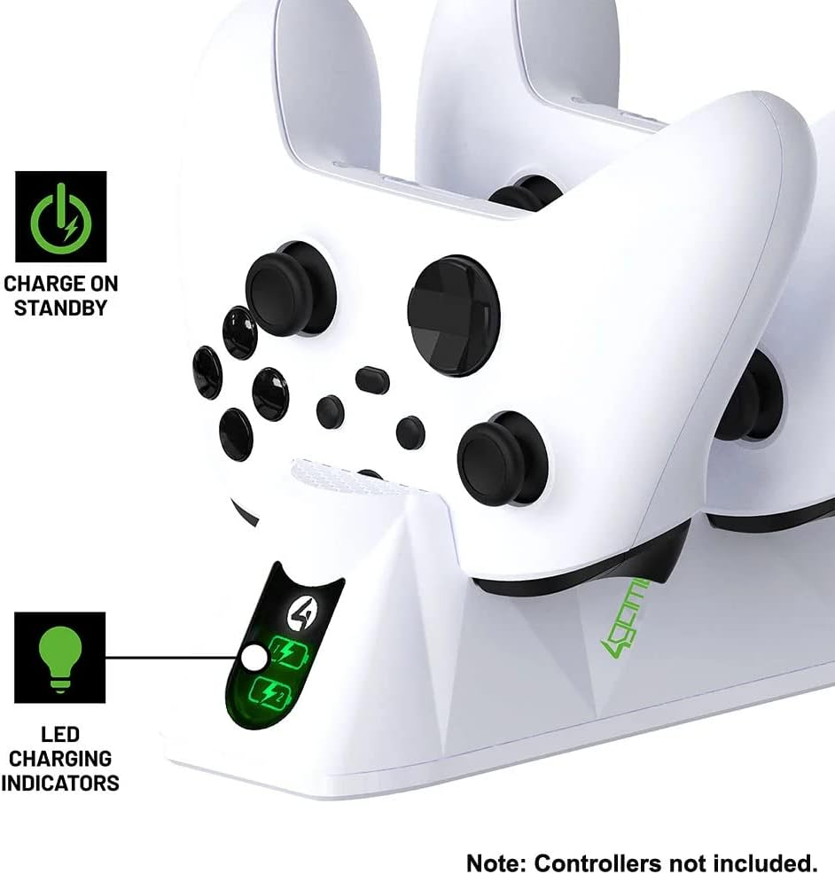 4Gamers SX-C100 Twin Charging Dock for Xbox ONE - White image number 1