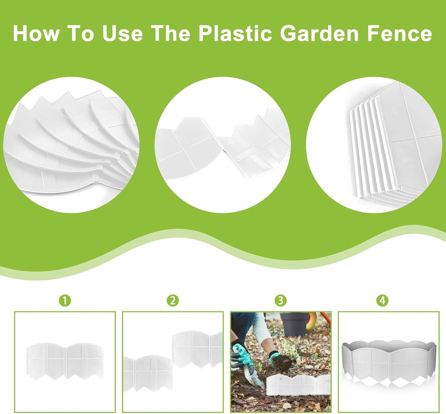 Vashly 20 Pcs 10.17Ft X5.9 H with 20 Spikes No Dig Plastic Lawn Garden Edging Border Landscape Edging Kit, for Outdoor Patio Pathway,The Yard,Lawn Garden Flower Bed Border Edging - 40Pcs Black image number 3