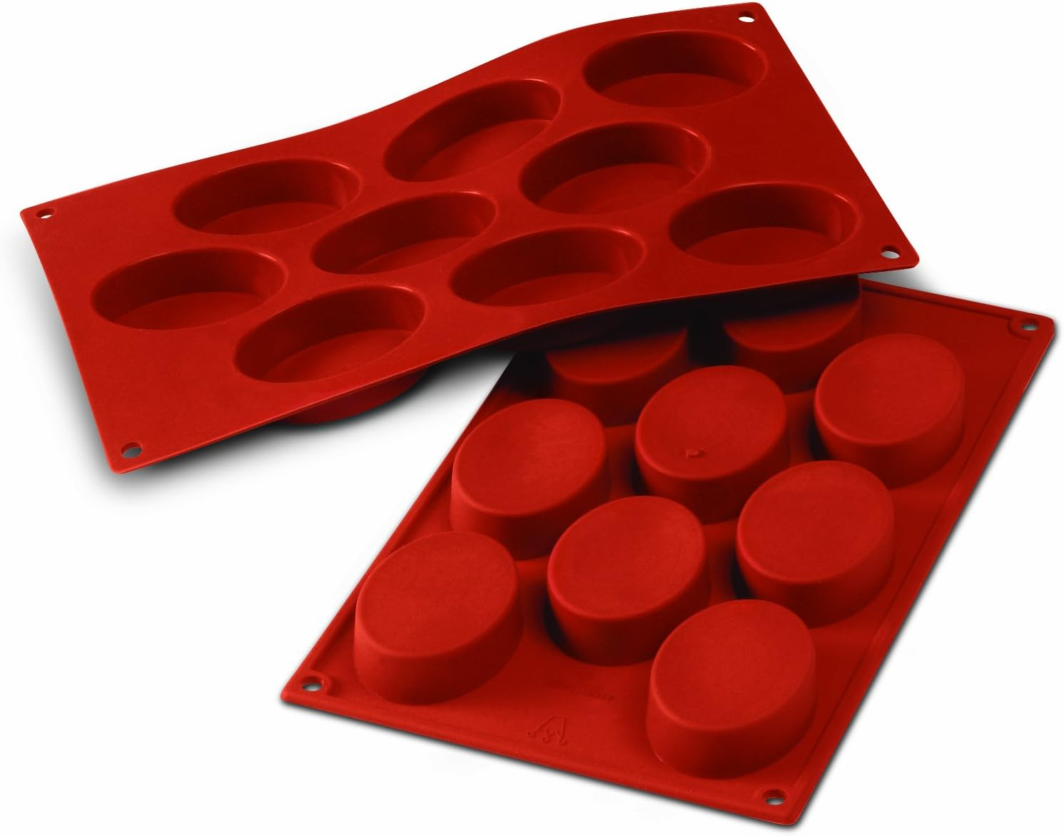 Silikomart | SF0018 Silicone Mould for Oval Monoportions, Non-Stick, 9 Ovals, Pack of 1 Cake Mould, 70 X 50 Mm, H 20 Mm, Made in Italy