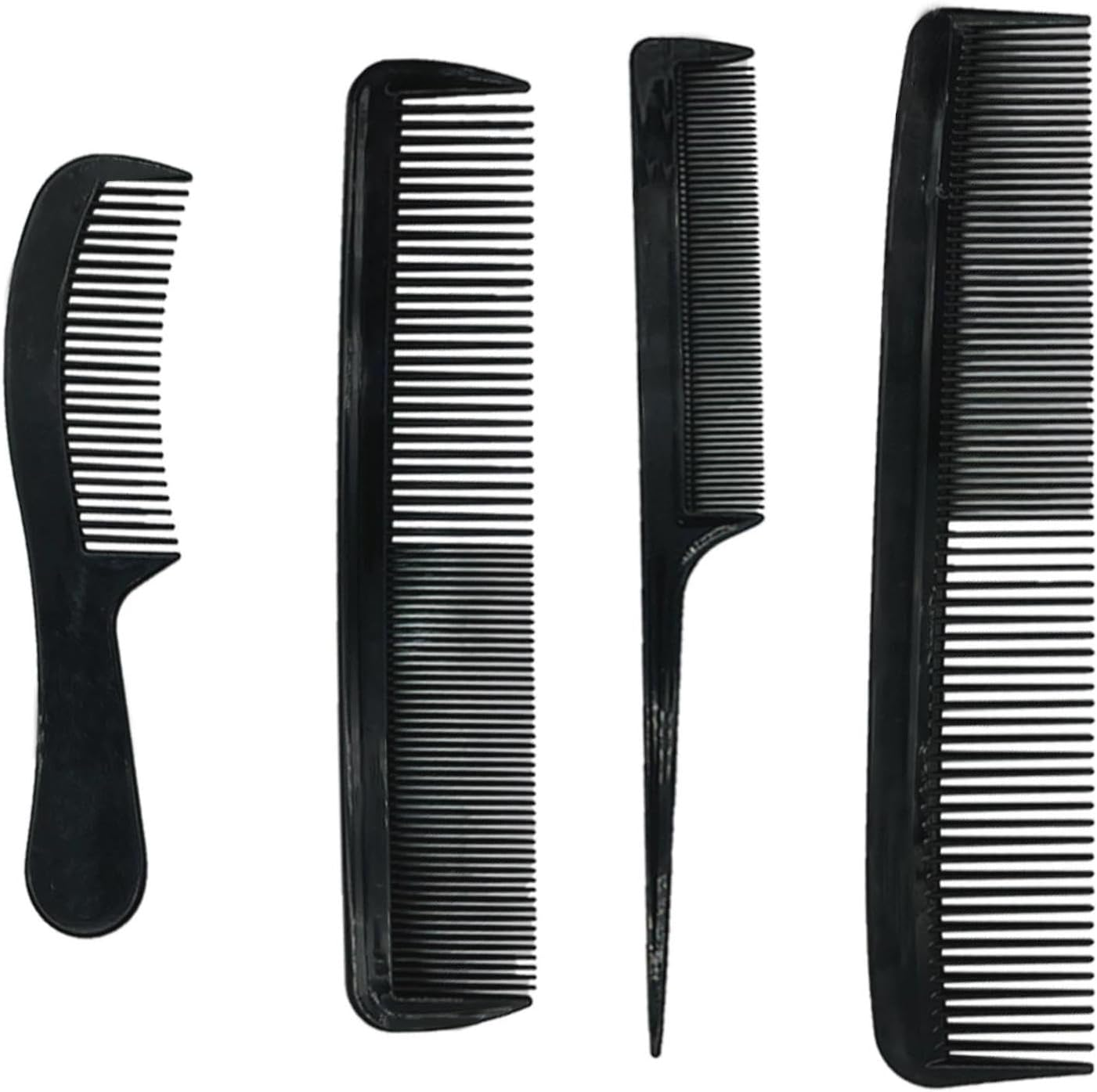 4 Piece Professional Comb Set Fine Pro Tail Combs, Dresser Hair Comb Styling Comb - Premium Grade for Men and Women - Parting Teasing and Styling (Black, One Size) image number 1