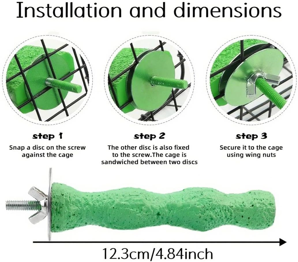 Anti-Slip Bird Nail Trimming Stick Resin Beak Stone, 2Pcs Parrot Claw and Beak Frosted Grinding Bar Standing Stick,Resin Bird Perches Bird Beak Grinding Stone,Parrot Stand Wood Paw Grinding Stick image number 1