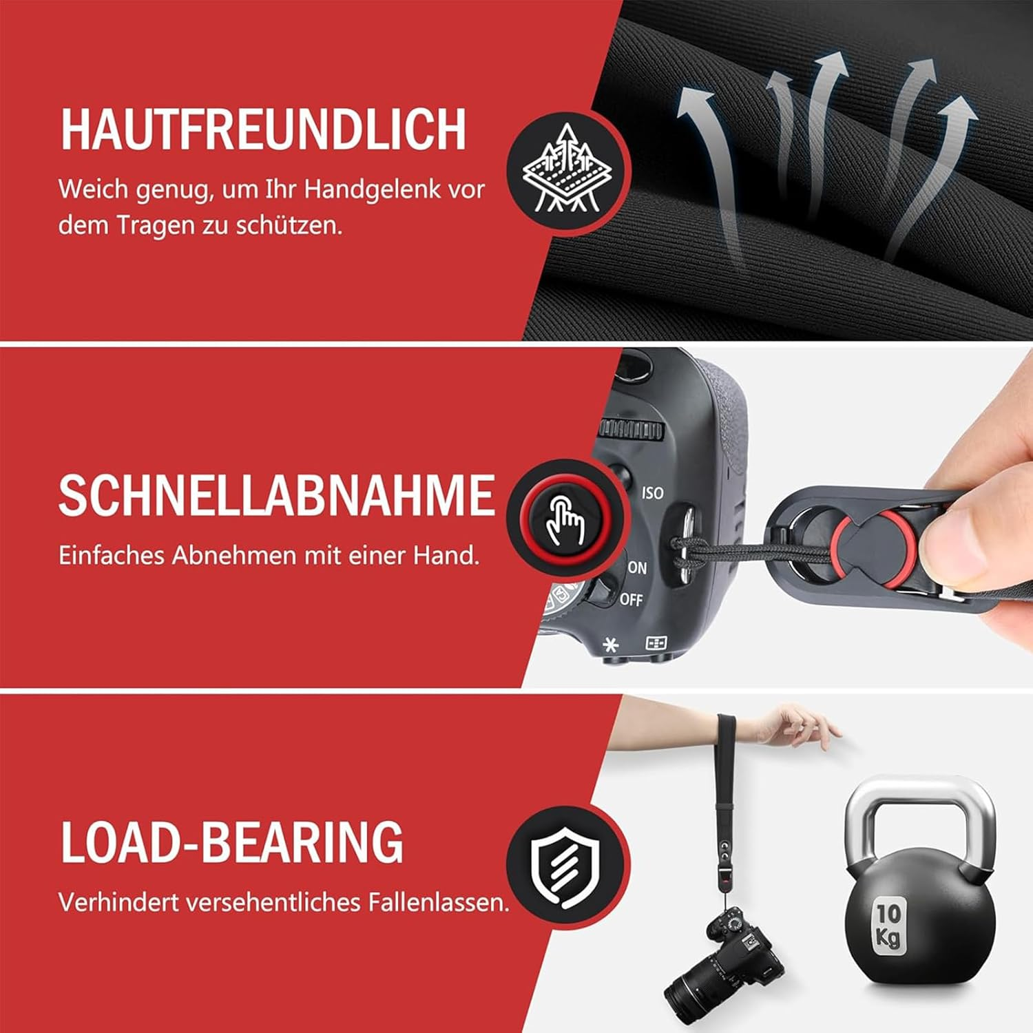 Quick Camera Wrist Strap, Adjustable Camera Quick Release Strap, Multifunctional Bulletproof Wrist Strap, Soft Camera Strap for DSLR Action, Compatible with Many Camera Models image number 2