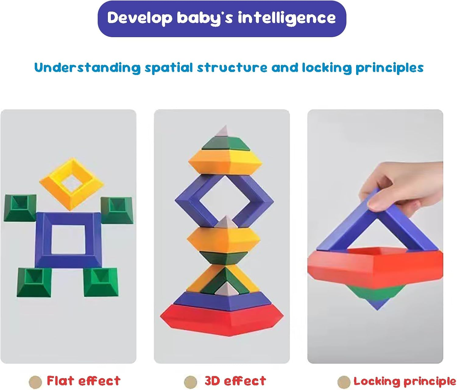 30PCS Stacking Building Blocks for Toddlers, Pyramid Montessori Educational Toys for 1-5 Year Old Boys & Girls, STEM Sensory Learning Activities & Preschool Gift Set image number 3