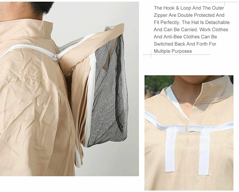 Full Beekeeping Suit Bee Suit Heavy Duty with Leather Ventilated Keeping Gloves (L with Gloves) image number 3