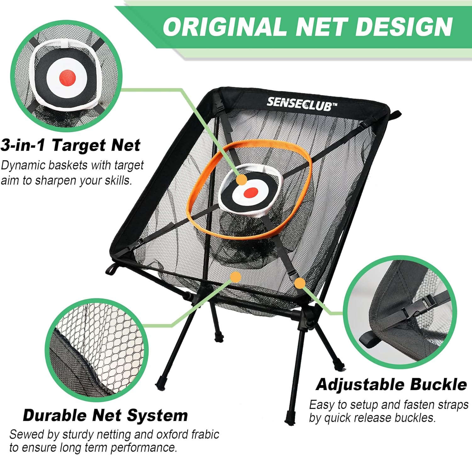 SENSECLUB Golf Chipping Net & Driving Net, Backyard Golf Practice Net with Mat, Indoor Golf Training Target with Balls, Funny Golf Games Golf Gifts for Golfers image number 4