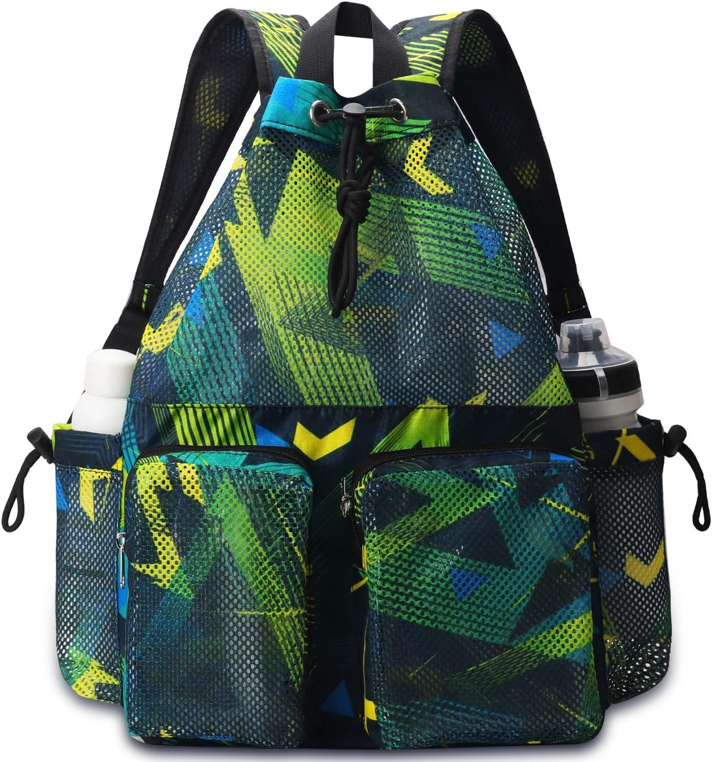 RHCPFOVR Drawstring Backpack for Kids - Unicorn Bags for Girls Gym Dance Beach Swim Travel Bag with Two Water Bottle Holder