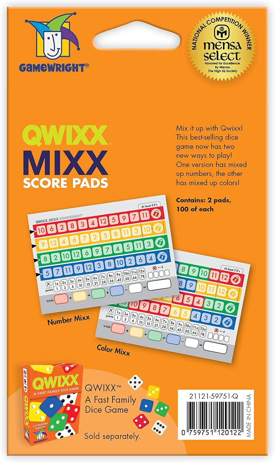 Gamewright - Qwixx Mixx - Enhanced Game Play Add-On Replacement Scorecards image number 4
