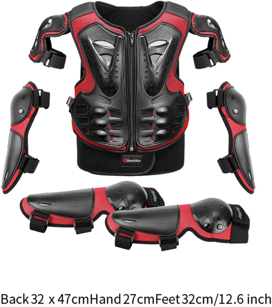 Qcchieus Kids Motorcycle Guard Suit Dirt Bike Gear Comfortable Chest Spine Back Protector with Elbow Knee Pads for Skateboard - Black image number 2