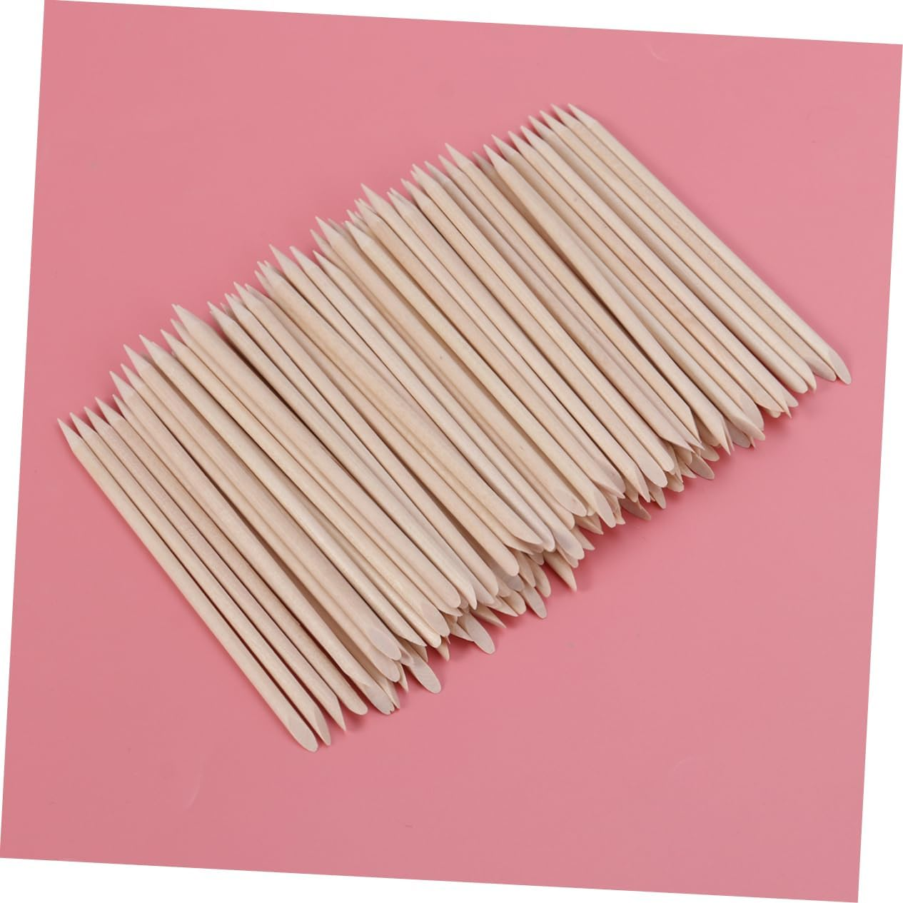 Minkissy 100Pcs Orange Wood Sticks Wood Cuticle Sticks Double Sided Nail Sticks Manicure Pedicure Tool