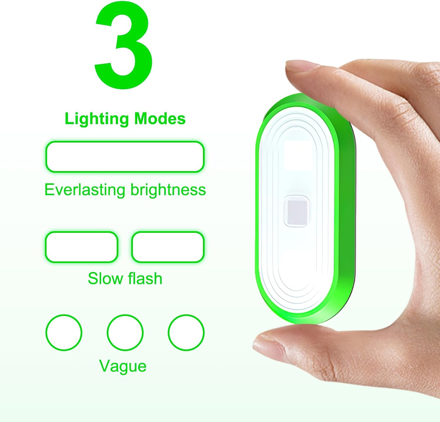 2 Pcs Small Clip on Running Light, Mini LED Torch for Runners Night Walking & Dog Outdoor Activities, Lightweight Hands Free Clip-On Flashlight 3 Light Modes Touch Adjustment (Green) image number 4