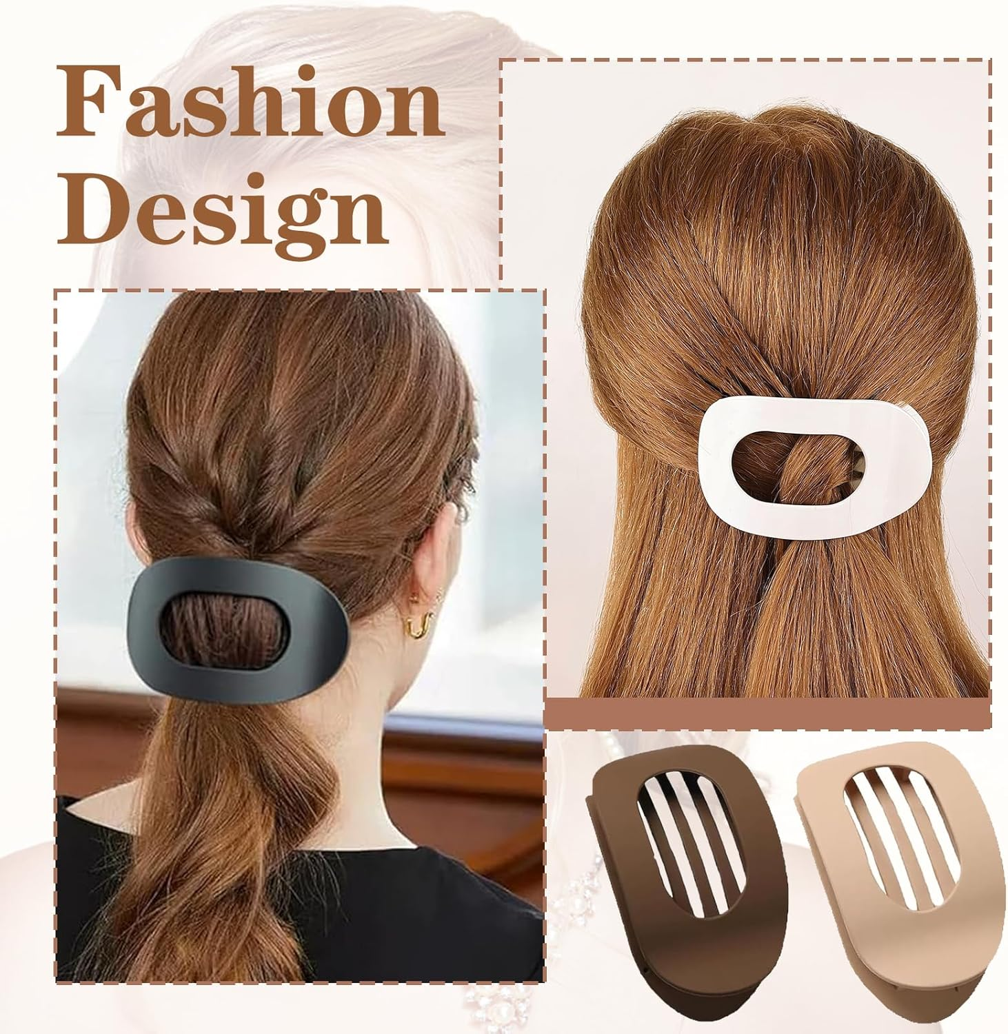 Pack of 4 Duckbill Hair Clips, Stylish Duckbill Hair Clip, Matte Large Benglatt Hair Clip for Women, Simple Elegant Flat Crab Clips for Everyday Office School Festive Occasions image number 6