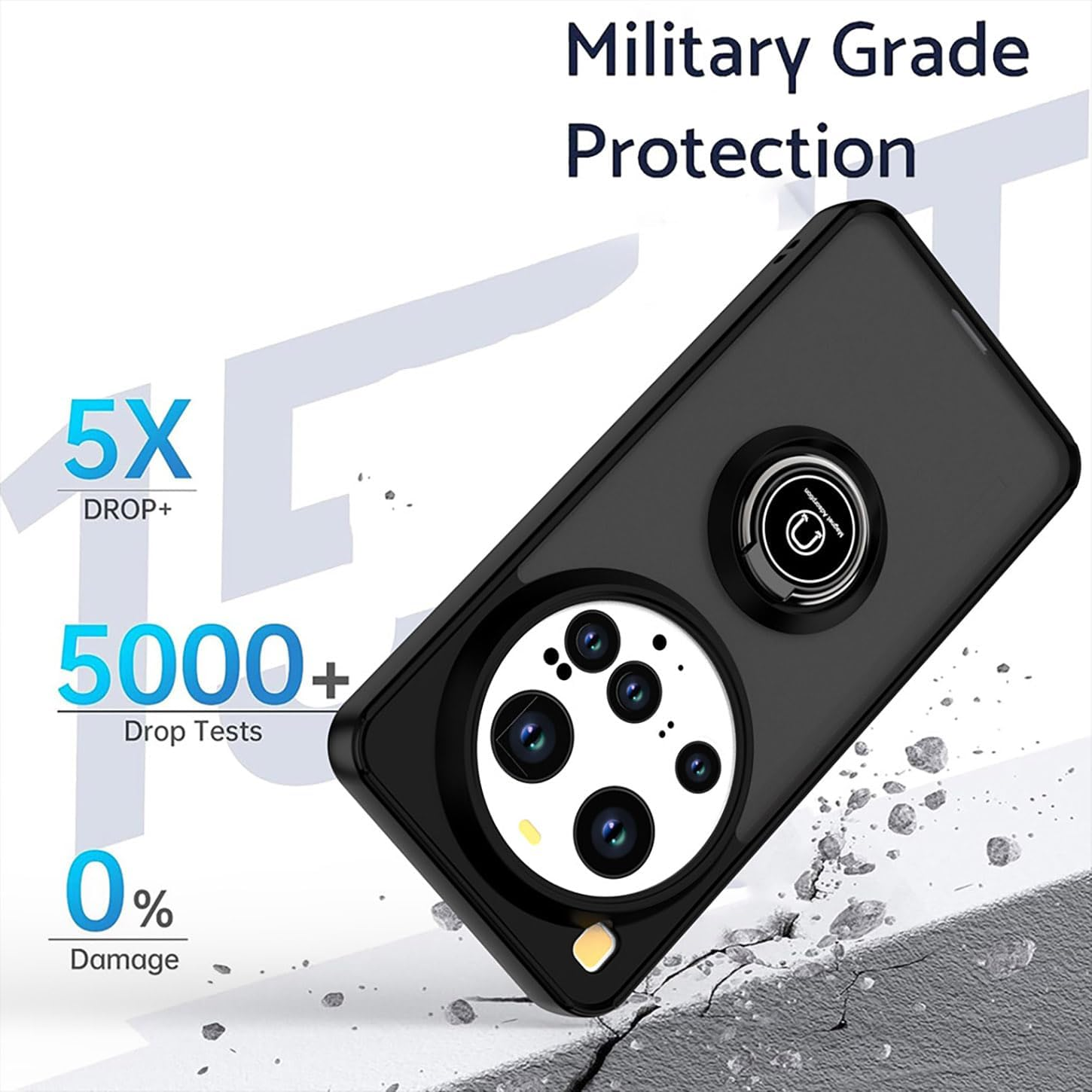 ILING Mobile Phone Case for Xiaomi 15 Ultra, Ultra Thin Shockproof Translucent Matte Hard PC Back Case, Soft Silicone TPU Bumper Protective Case with Ring Stand (Royal Blue) image number 6