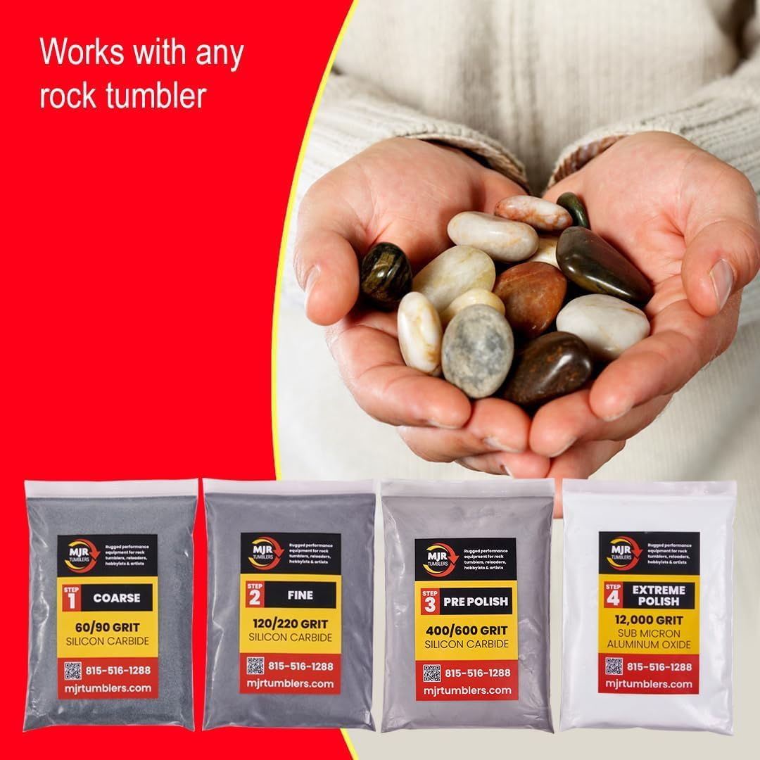 MJR Tumblers Refill Grit Kit for 3 LB Rock Tumblers Silicon Carbide Aluminum Oxide Media Polish image number 4