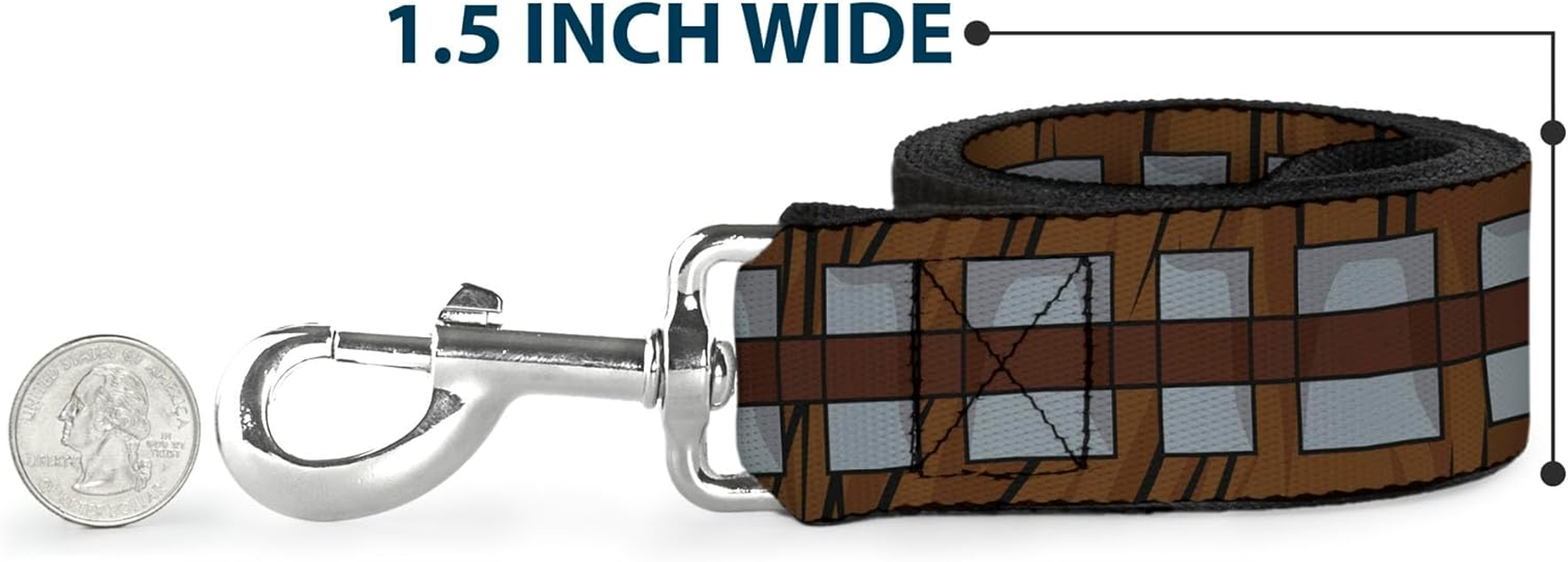 Dog Leash Star Wars Chewbacca Bandolier Bounding Browns Gray 6 Feet Long 1.0 Inch Wide image number 4