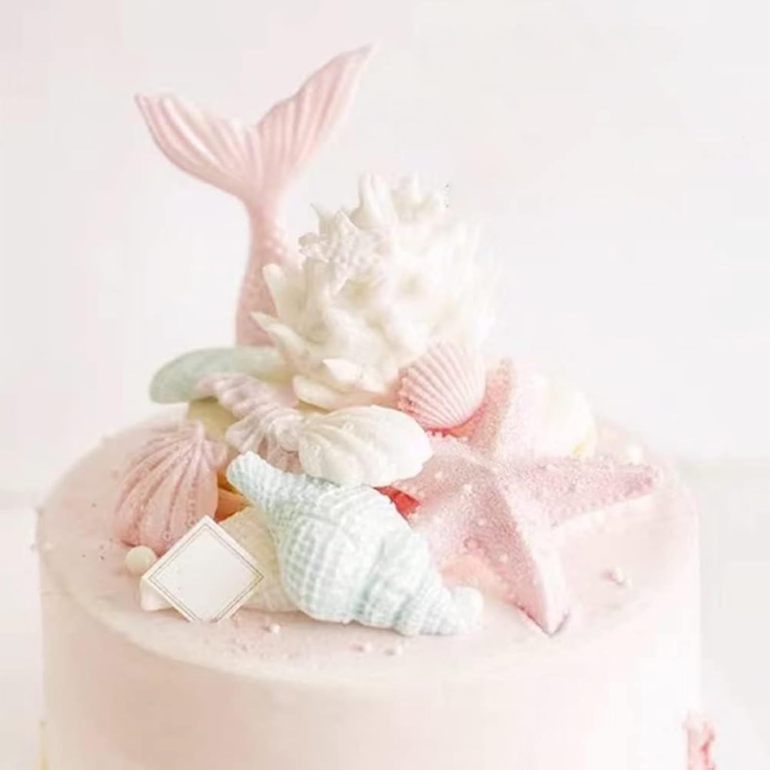 MIZOXY 4PCS Marine Theme Fondant Silicone Mold - Seaweed, Sea Fish, Crab, Coral, Conch, Sea Shells Shape - DIY Handmade Baking Tools - under the Sea Cake Mold