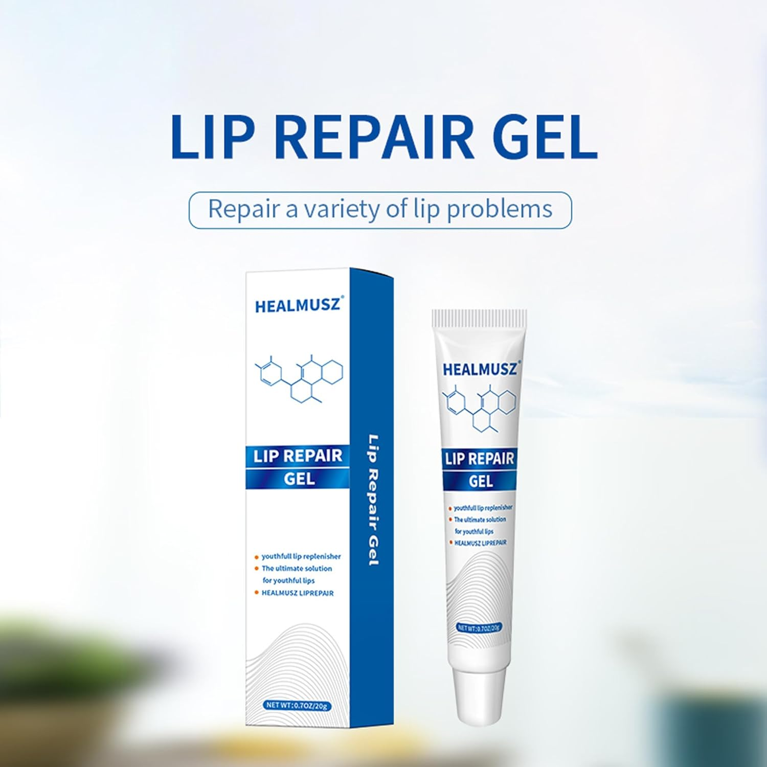 Lip Repair Gel for Cracked & Dry Lips - Intense Healing Balm with Mint Extract | Hydrating Protection | Antibacterial Formula image number 2