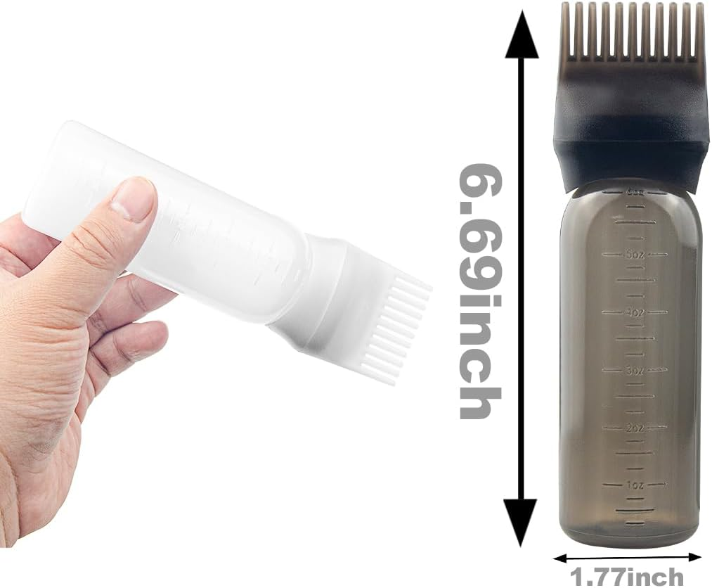 ZGQHZR 4 PCS Root Comb Applicator Bottle, Oiling & Dye Shampoos Hair Salons - 6Oz (2Blk+2Wh) image number 2