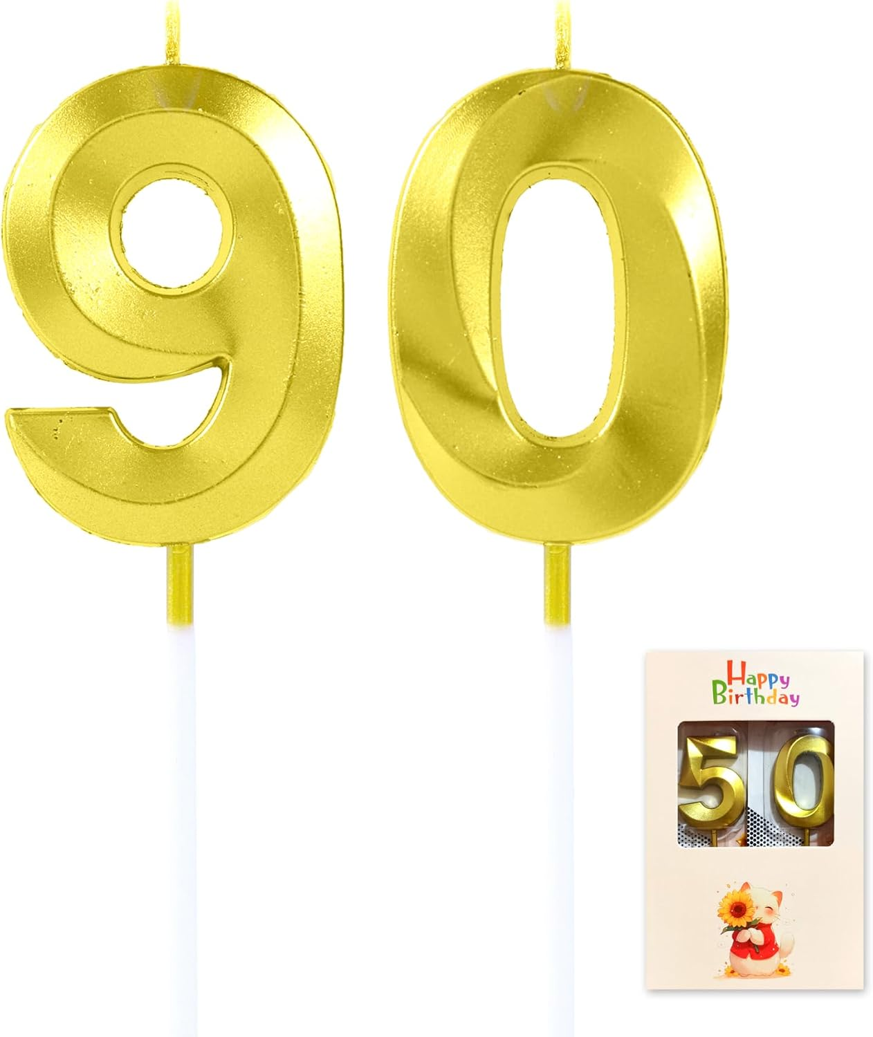 Gold Diamond Number Birthday Candles (20) image number 1