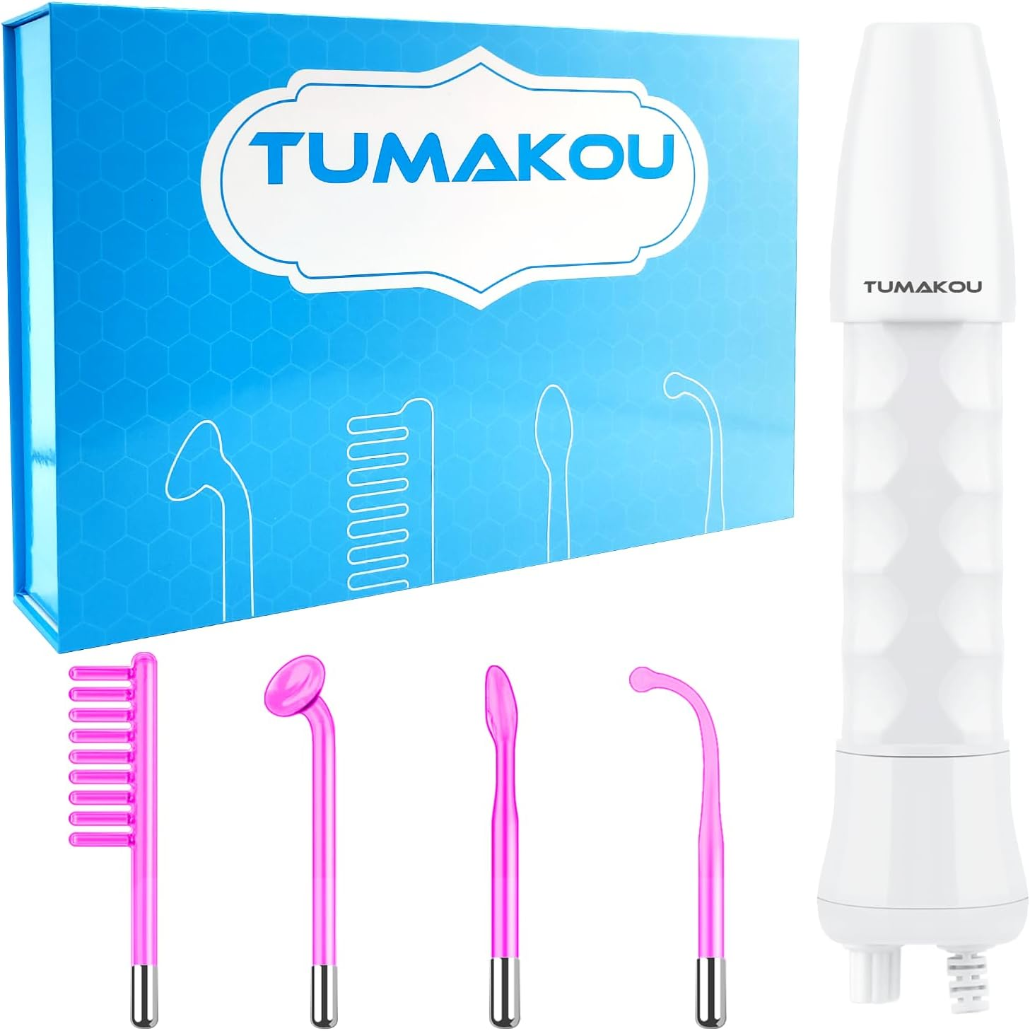 High Frequency Facial Wand - TUMAKOU Violet Portable Handheld High Frequency Facial Skin Machine Device for Face - with 4 Purple Tubes image number 4