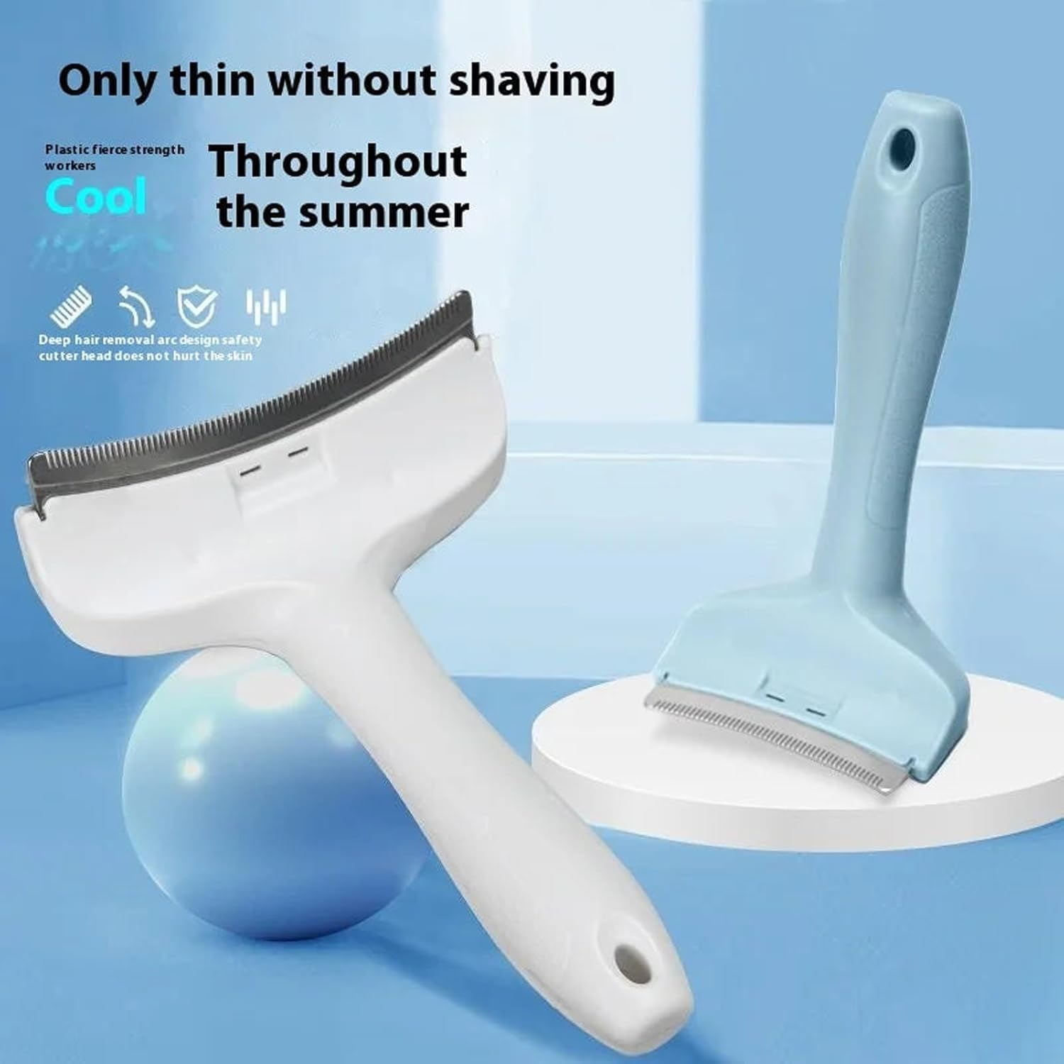 V-Tooth Deshedding Comb for Dogs and Cats, Pet Grooming Brush with Tight V-Shaped Teeth, Hair Removal Tool for Shedding Control, Ergonomic Handle for Short and Long Hair (Blue+Trumpet) - Blue+Large image number 5