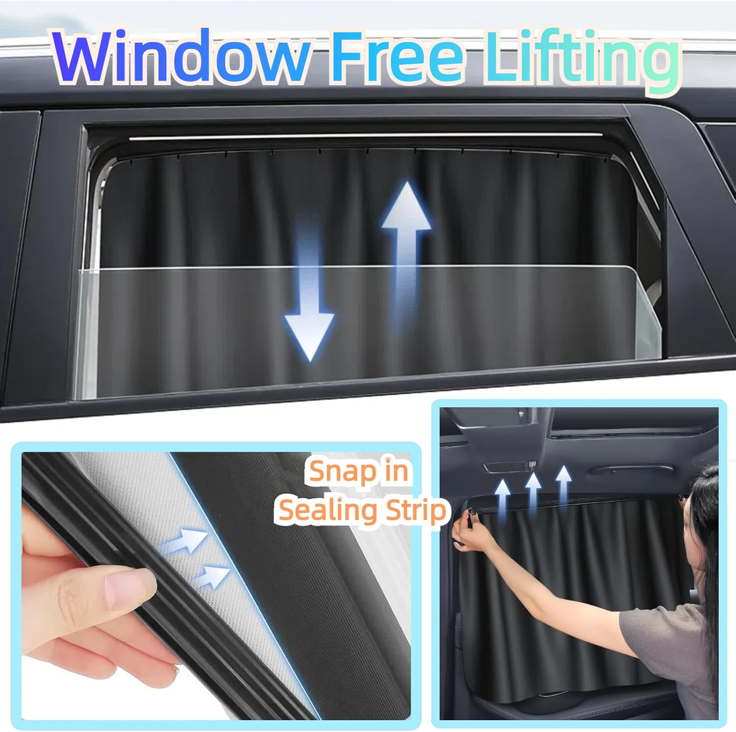 ALLWILLWELL Tracked Car Side Window Sunshade Sunshade UV Protection Heat Shield Privacy Smooth Track Design Can Be Pushed and Pulled at Will Easy to Install Car Sunshade Sunblinds image number 4