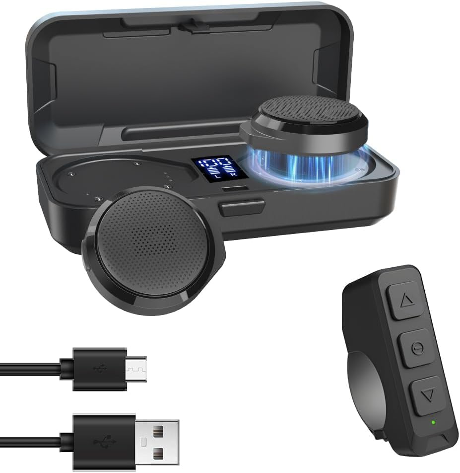 B-Qtech Motorcycle Helmet Bluetooth Headset, Motorcycle Bluetooth Helmet Speaker,Ture Wireless Helmet Earphone BT5.3 Chip Noise Cancellation 1450Mah Large Battery for Riding Skiing Cycling image number 4