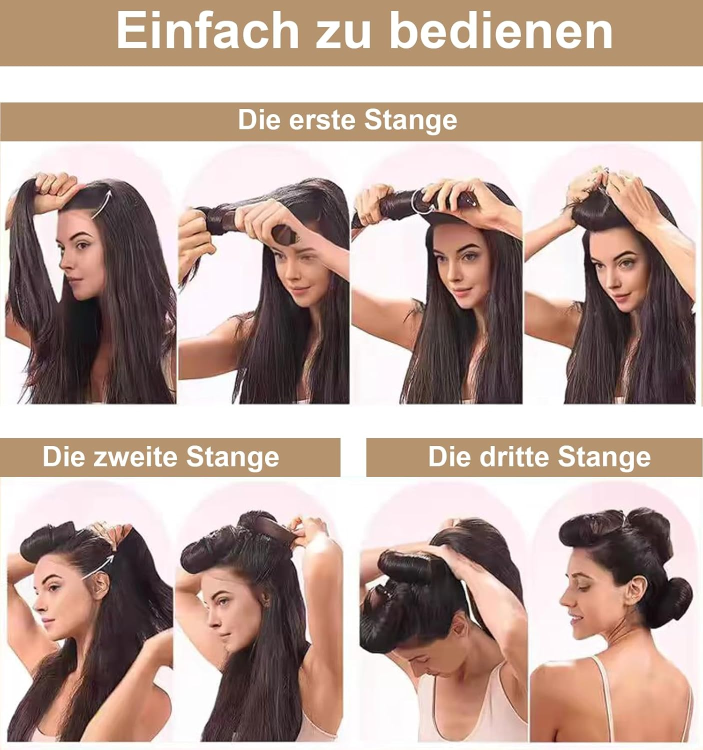 Heatless Curling Rod Headband, WINOK 3-Pack Heatless Curling Set for Overnight Styling, No Heat Hair Rollers for Short Long Hair - Black image number 5