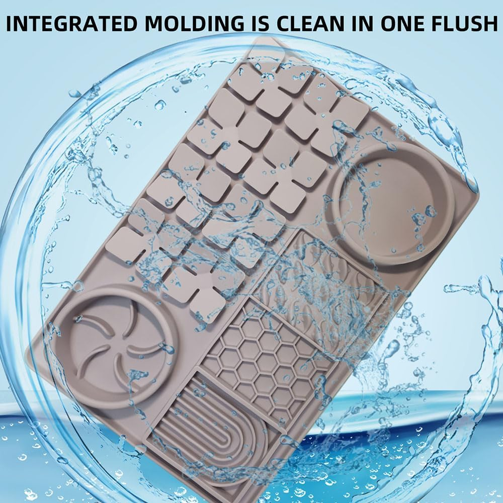 Pet Slow Feeder Bowl and Lick Mat Set, Snuffle Mat with Suction Cups, Interactive Puzzle Toy for Dogs and Cats, Grey image number 1