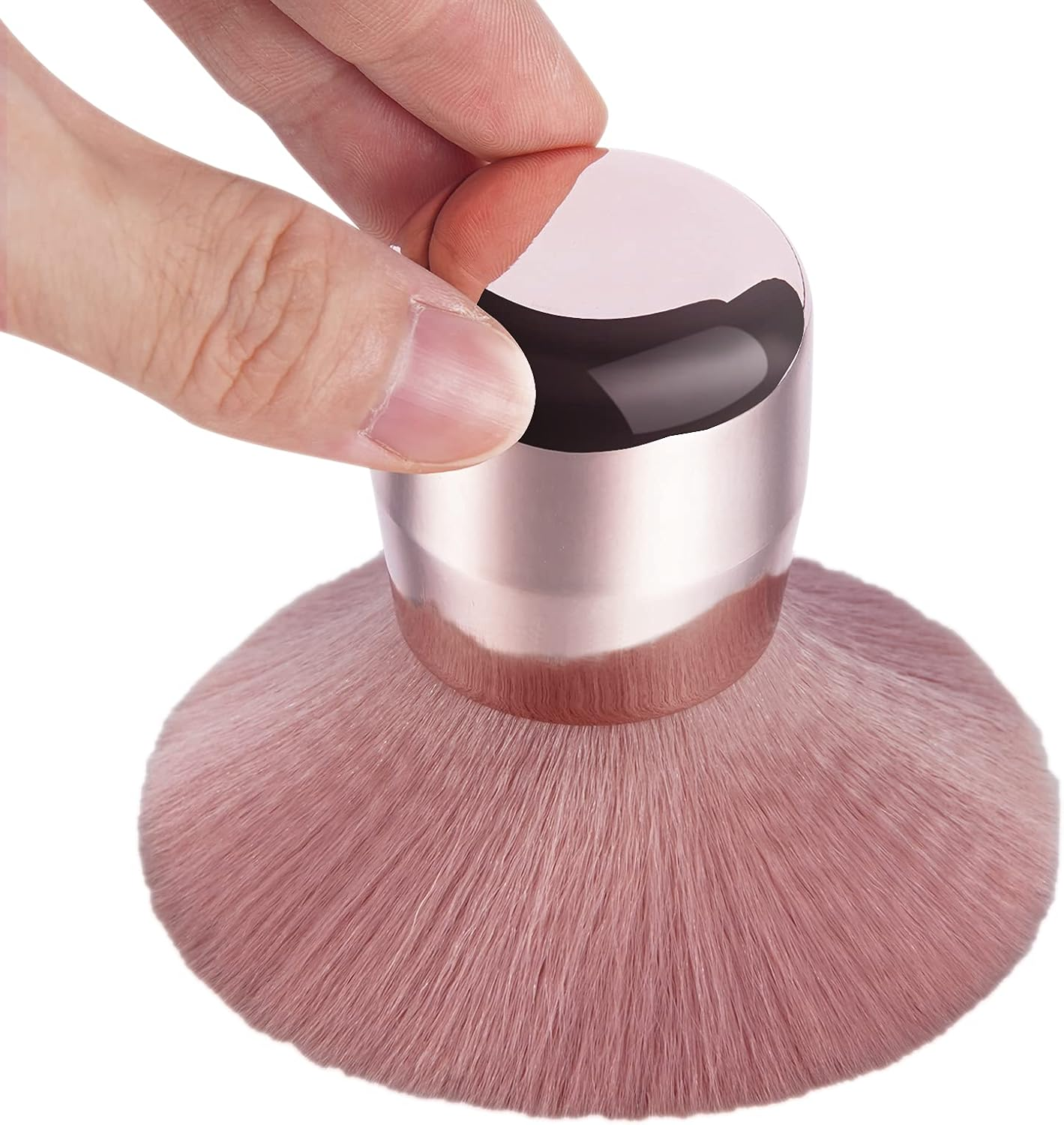 Vaincre Large Nail Dust Brush, Nail Art Dust Powder Remover, Fluffy Kabuki Brush for Nails (Pink) image number 4