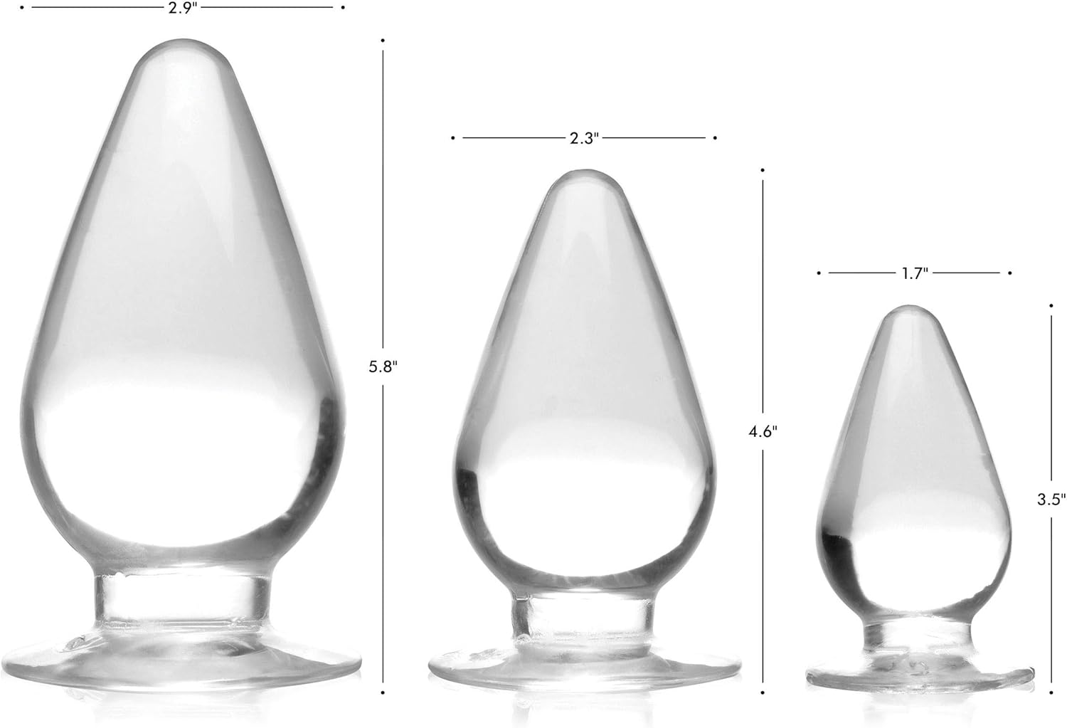 Master Series Triple Cones Anal Plug 3 Pack, Clear