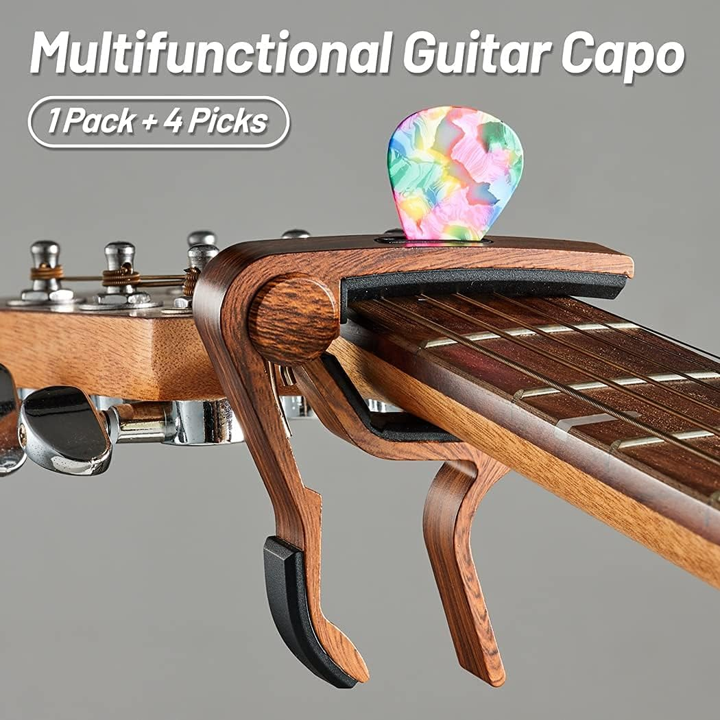 Guitar Capo, with Pick Holder Capo and Pick for Acoustic Electric Guitar,Ukulele image number 6